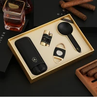 galiner cigar lighter cutter metal ashtray 2 tube leather cigar case travel accessories set sharp guillotine cigar cutter