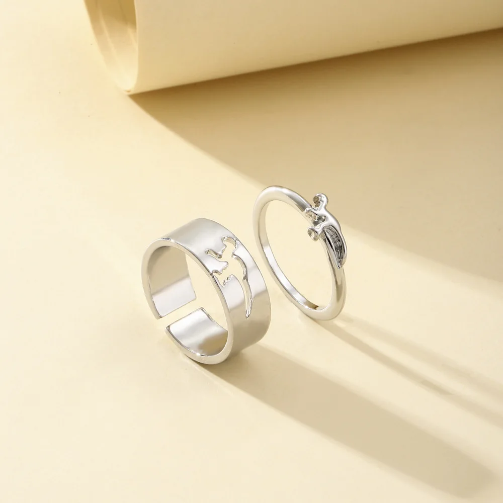 

2 Pcs/set Dinosaur Rings Set Ins Open Ring Fashion Finger Animal Women's Ring Jewelry Adjustable ring