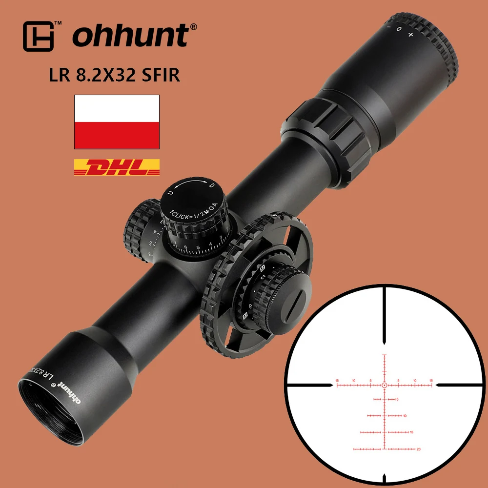 Ohhunt LR 8.2X32 SFIR охотничий компактный оптический прицел с красной подсветкой
