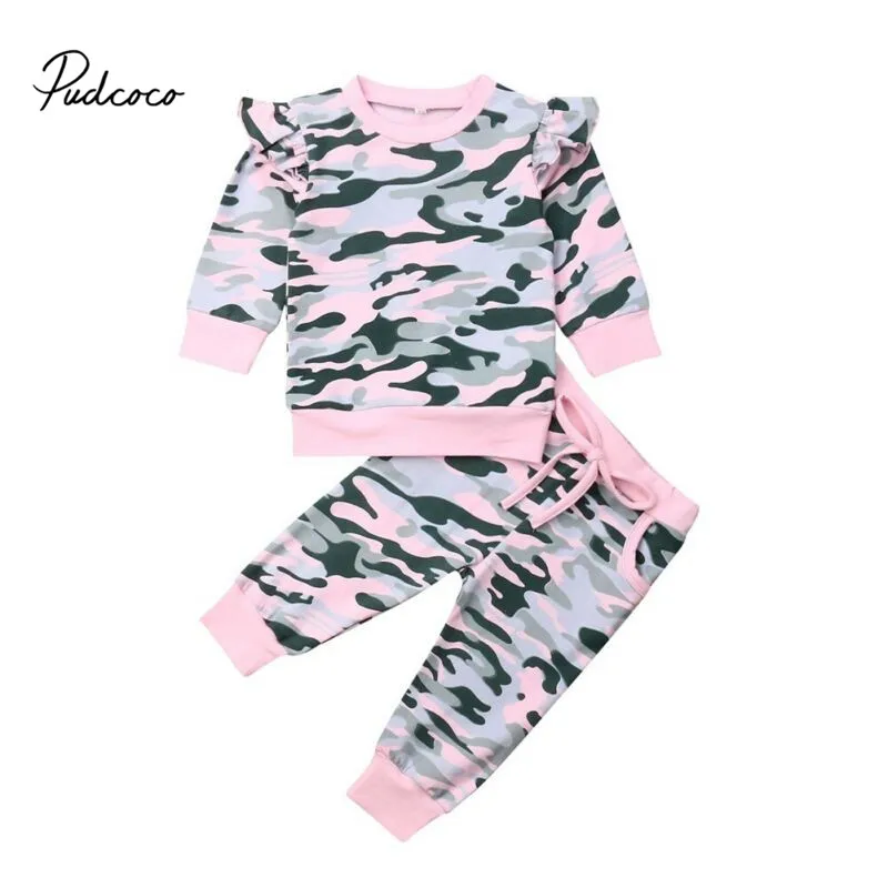 Pudcoco/комплект камуфляжной одежды для маленьких девочек младенцы Новорождённые