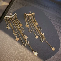 long geometric shining star tassel earrings elegant fashion banquet gold plated earrings womens jewelry accessories