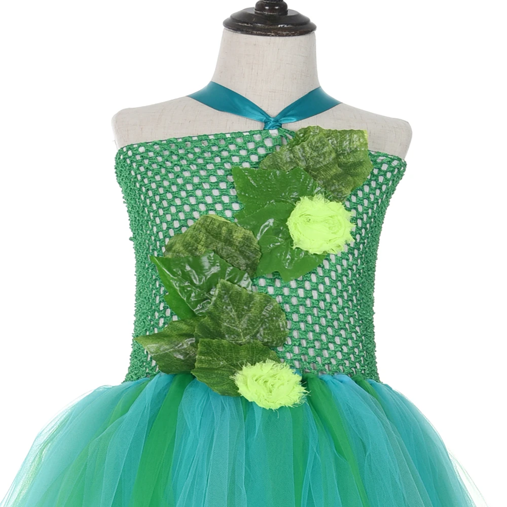 Платье для девочек с цветами листьями феями джунглями на тему дня рождения