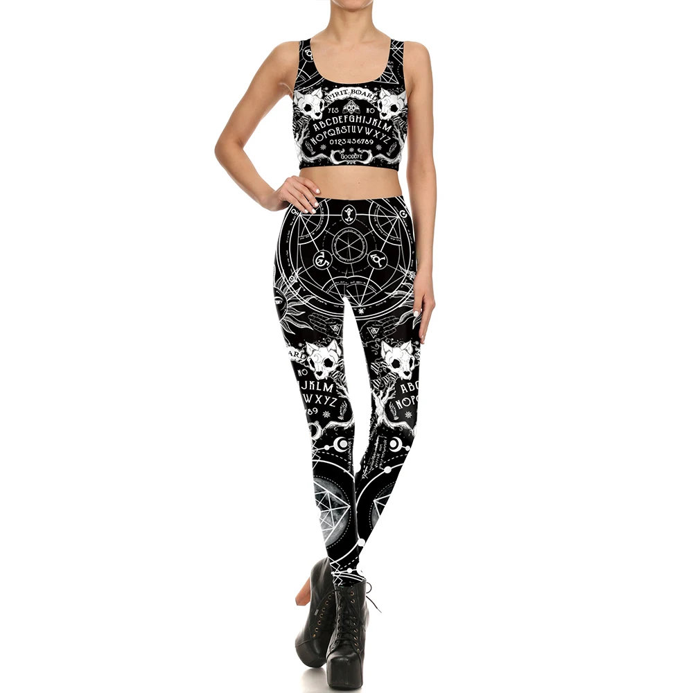 

[You're My Secret] New Ouiji Dark Leggings Witchcraft Printed Harajuku Leggin High Waist Fitness Pencil Pants Female Legging Set