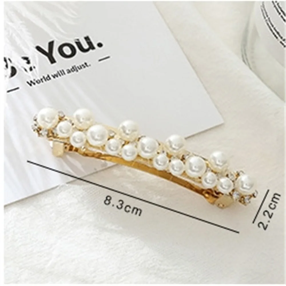 

1PC New Women Fashion Spring Hair Clip Imitiation Pearl Hairpins Barrettes Gold Color Metal Hair Accessories Chic hair tools