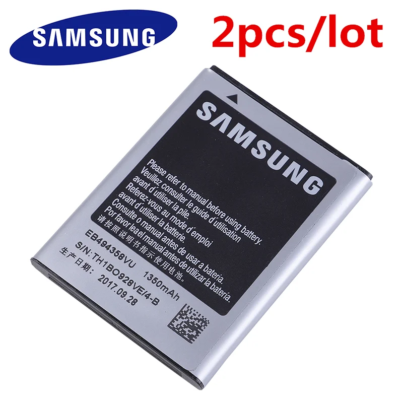 2 шт./лот SAMSUNG EB494353VU для Samsung S5330 S5232 C6712 S5750 GT S5570 i559 Подлинная батарея 1200 мАч сменная