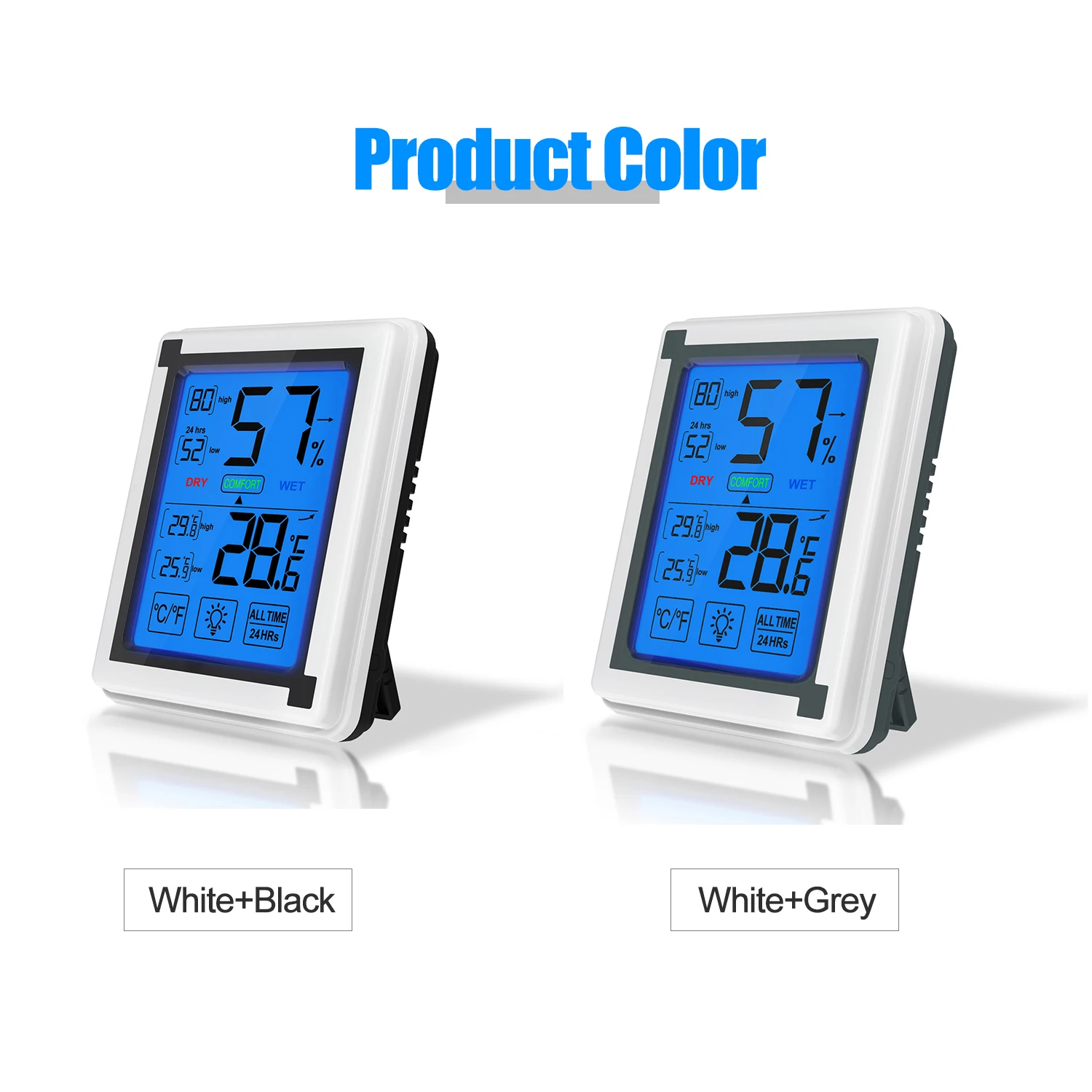 

Digital Hygrometer Thermometer with Touching LCD Backlight Display Indoor Temperature Humidity Monitor Meter for Home Office