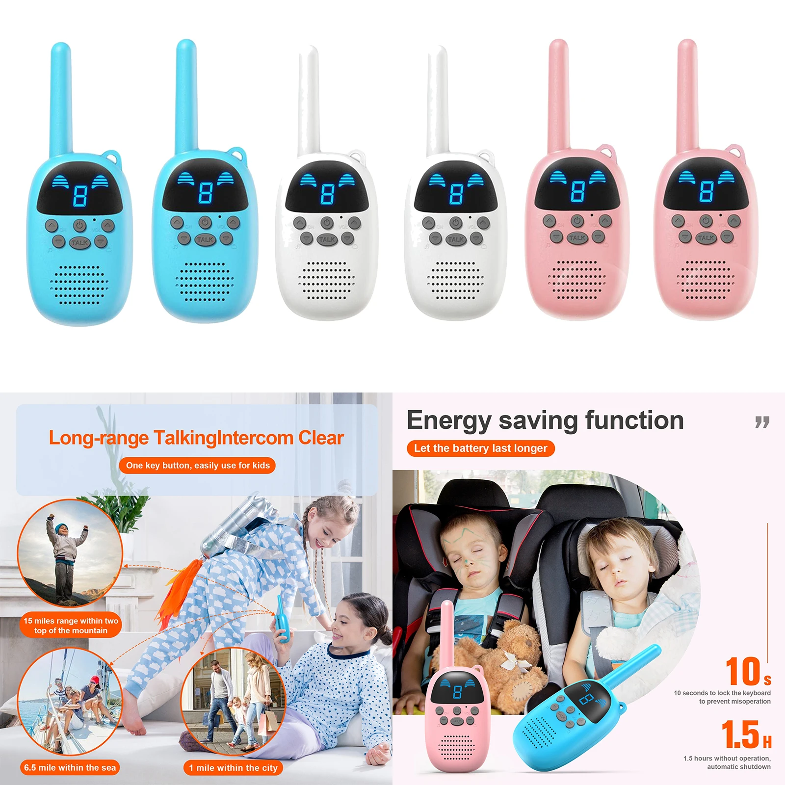 

2 Pcs GO100 Kids Walkie Talkie 2 WAY Radio Long Range Childrens Gifts Toys