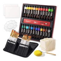24 colors acrylic paint set kit color paint with brush pallet canvas for fabric clothing nail glass drawing painting waterproof