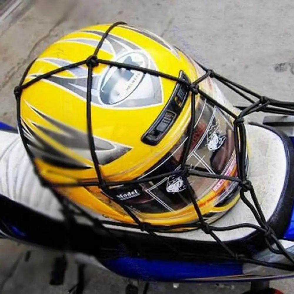 

40*40cm Heavy-Duty Elastic Motorcycle Luggage Net Helmet Holder Tank Mesh ATV Bike Cargo Bungee with 6 Adjustable Hooks