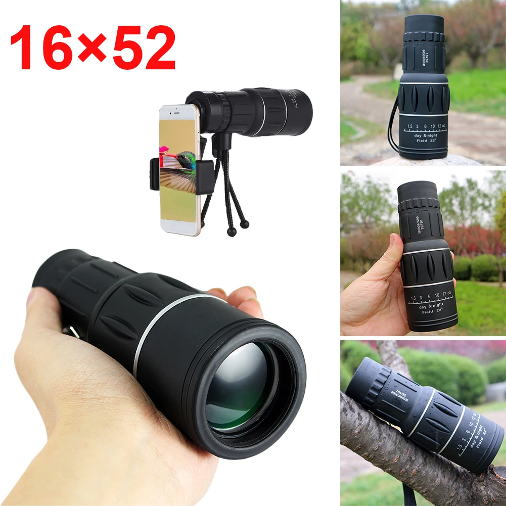 

16X52 Monocular telescope HD Day & Low Light Vision astronomical Telescope BAK4 Prism for Bird Watching Hunting Travel Outdoor