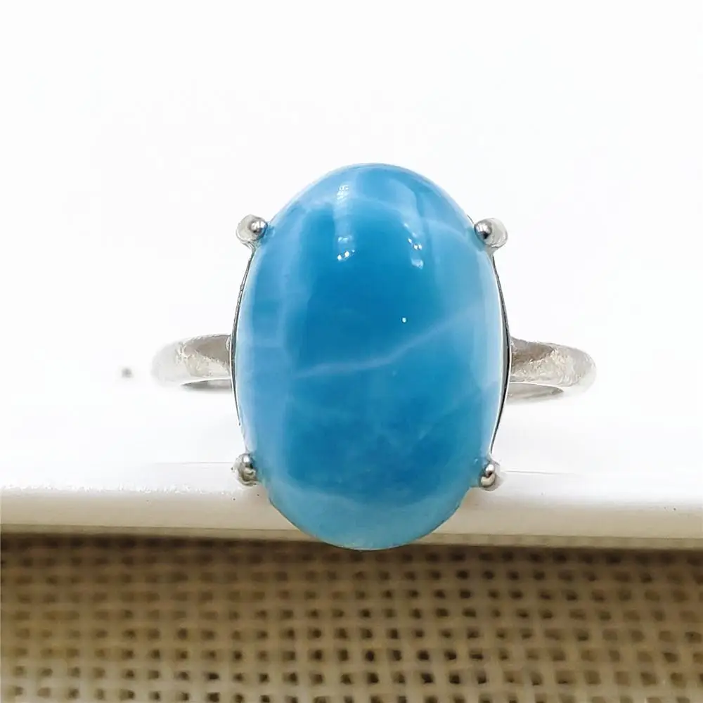 Высшее качество натуральный Ларимар темно-синее регулируемое кольцо 16x11 мм Dominia