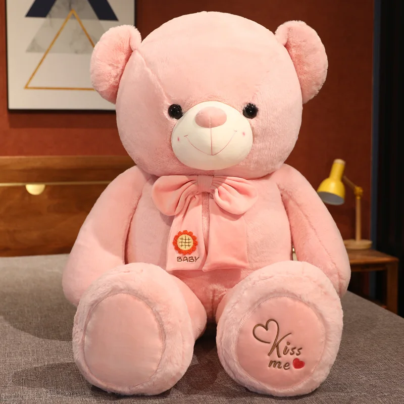 

135cm Lovely Teddy Bear Plush Toys Cute Stuffed Scarf Bear Doll Kids Huggable Girls Valentine's Day Present