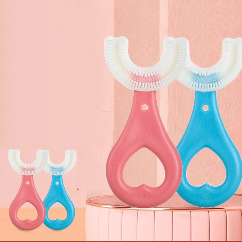 Cepillo de dientes en forma de U para beb&eacute;, cuidado bucal para ni&ntilde;os, pr&aacute;ctico y Simple, de silicona-2