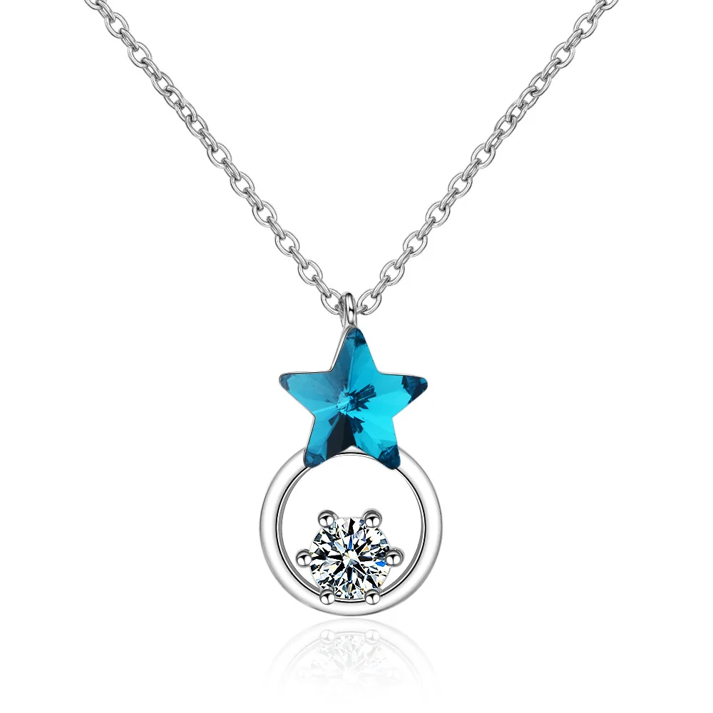 

3923 925 Sterling Silver Trendy Cubic Zirconia Star Lady Pendant Necklace Original Jewelry For Women Never Fade Gift