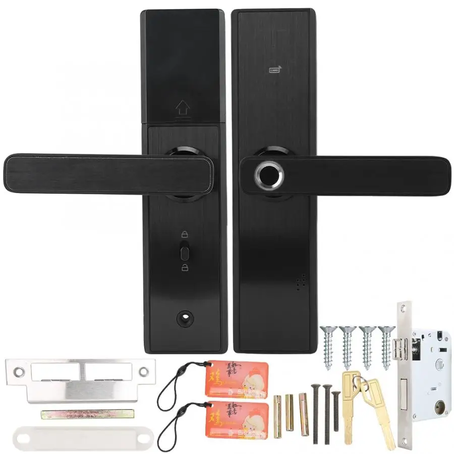 Fingerprint Door Lock Fingerprint&ampCard&ampPassword&ampKey Anti-Theft 2-Tough Electronic Home Security Smart Black | Обустройство