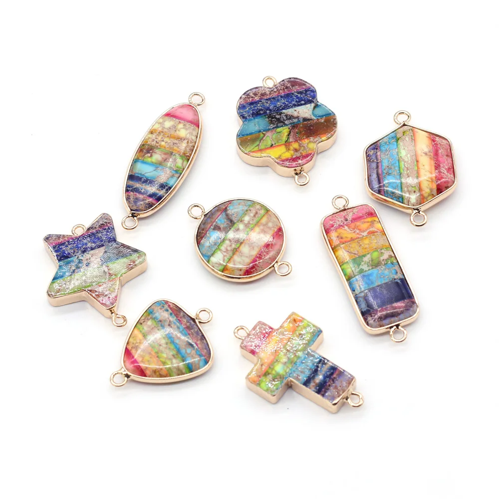 

Модные соединители для кулонов семь цветов чакр натуральный Императорский камень соединители для кулонов для женщин ювелирные изделия оже...