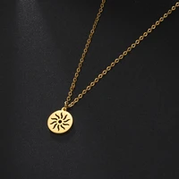 my shape sun small round pendant necklaces for men women simple stainless steel necklace choker link chain fashion male jewelry