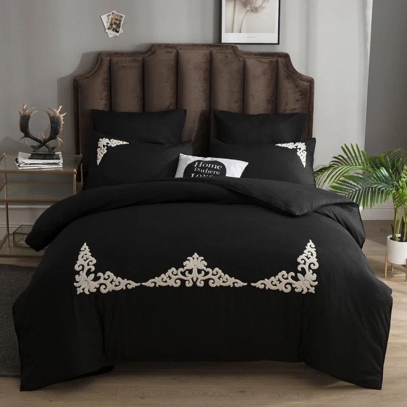 YAXINLAN постельное белье комплект хлопок однотонное цветы евро Ручная вышивка