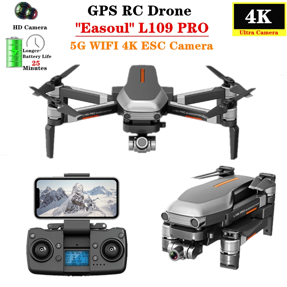 Дрон Радиоуправляемый L109S L109 Pro с GPS и камерой 4K|Квадрокоптер дистанционным