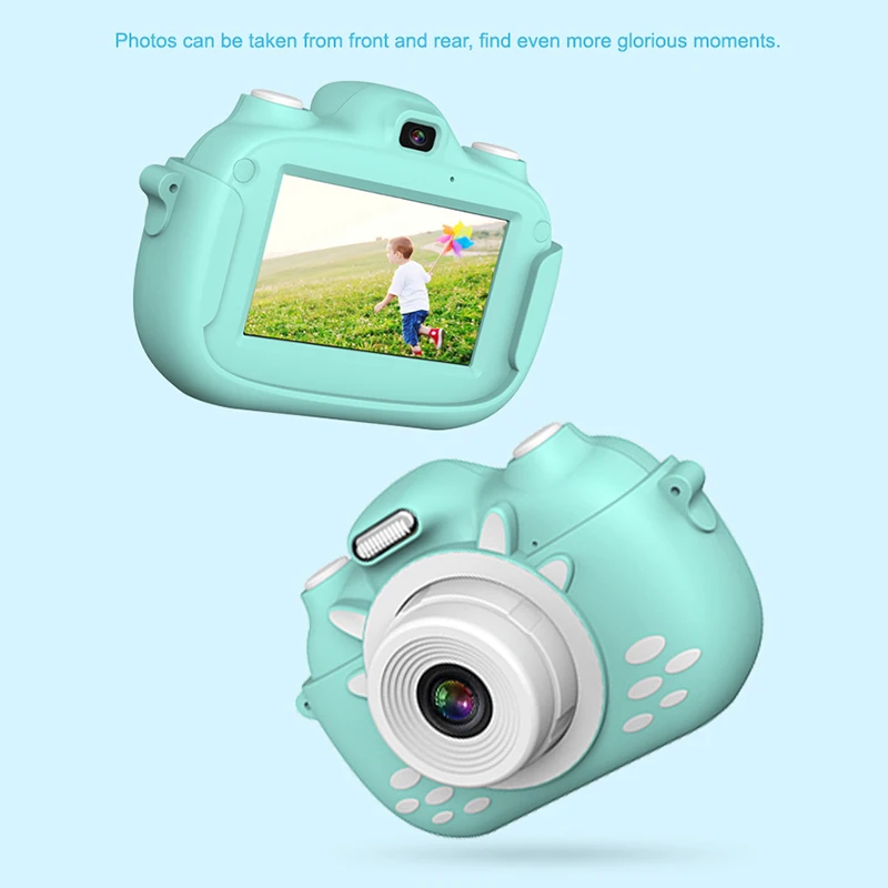 Цифровая камера для детей 3 дюймовый сенсорный экран двойной объектив мультяшная