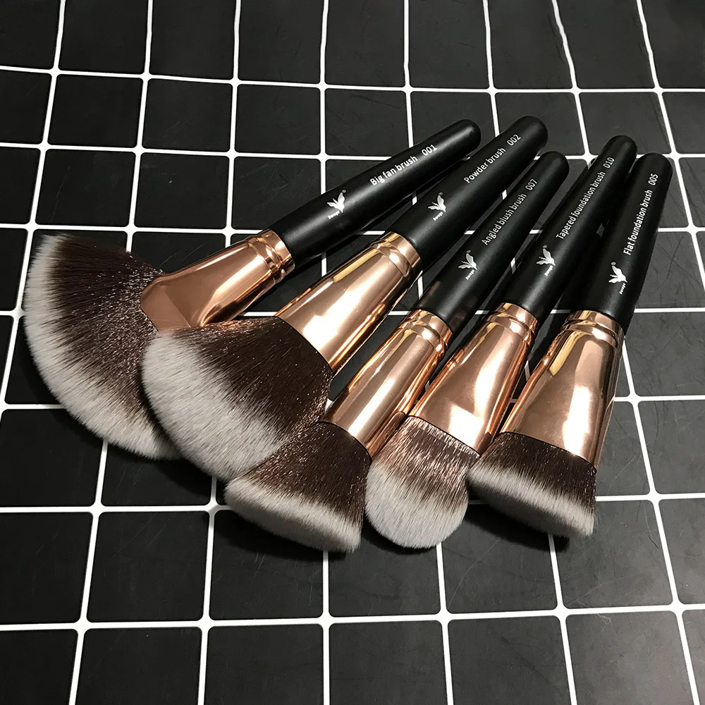 Роскошные брендовые Золотые кисти для макияжа набор основы пудры румян теней век