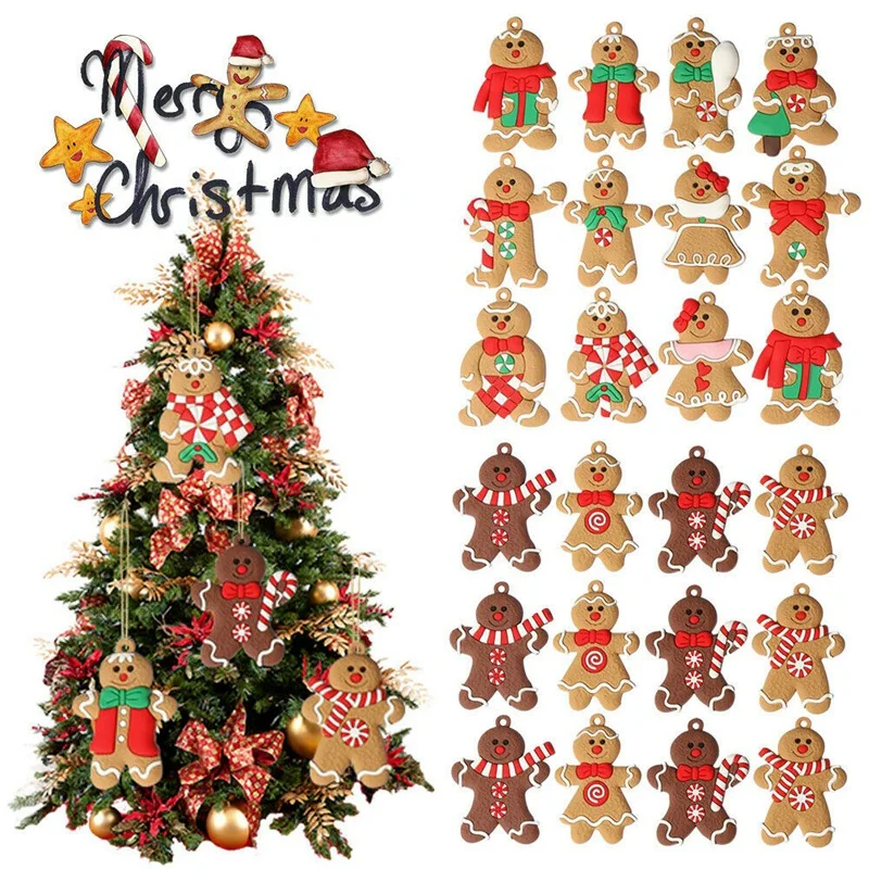 

24Pcs Christmas Pendant Gingerbread Man Xmas Decoration Christmas Tree Ornaments