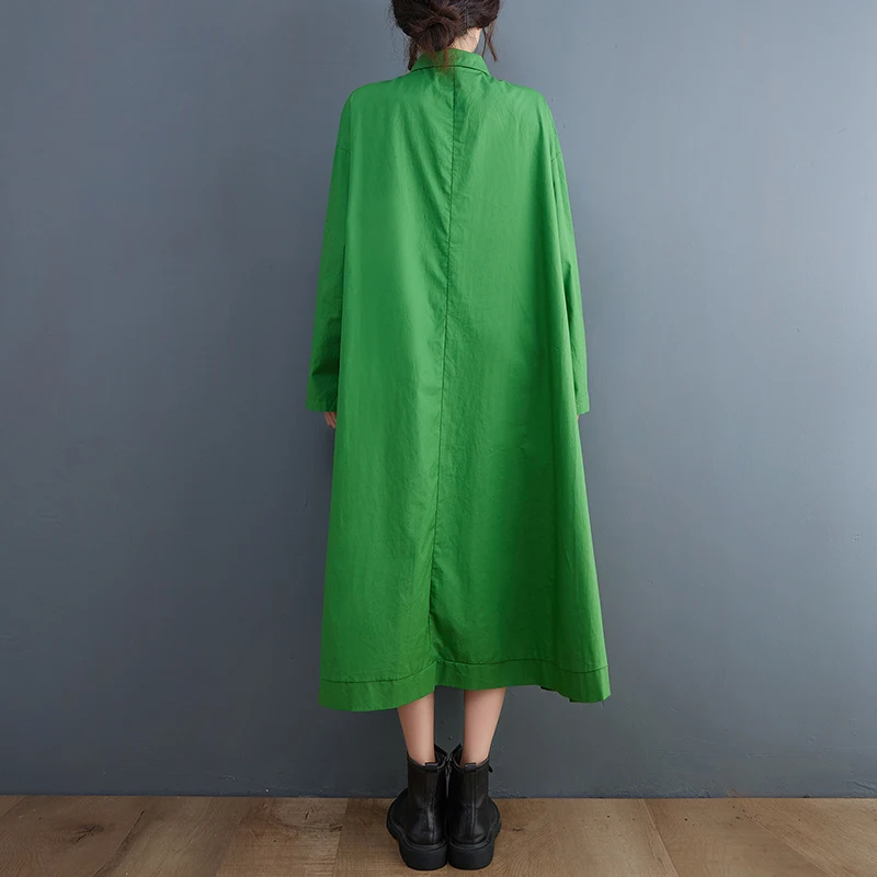 Polka Dot Hollow Out Shirt Dresses For Women Fashion Long Sleeve Loose Casual Midi Dress Elegant Clothes Spring Autumn 2022