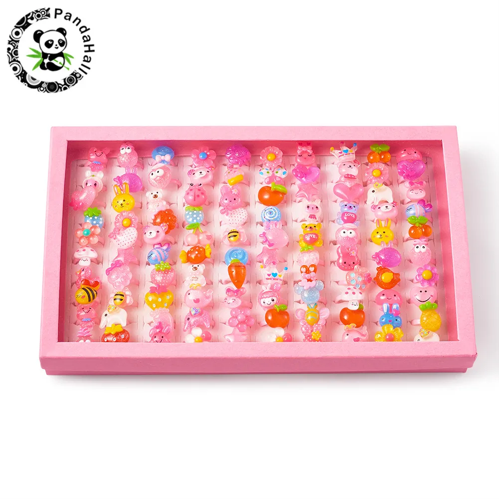 Милые детские украшения на день рождения пластиковые кольца для девочек с