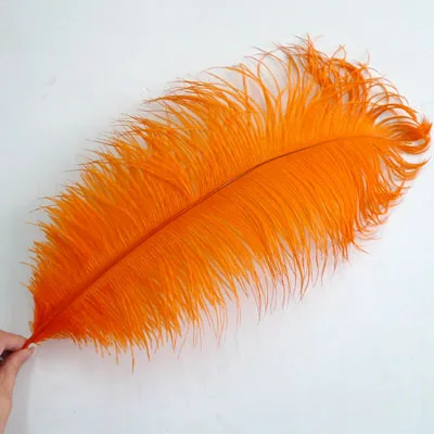 orange Украшения из перьев 10 шт 55-60 см красочные страусиные перья сценические реквизит Свадебная Цветочная одежда с рисунком маски украшения - Цвет: orange