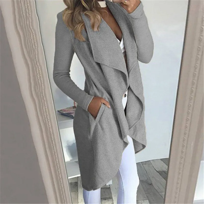 

Fashion Women Open Front Coats and Jacket Elegant OL Office Lady Cardigan Femme Outwear Autumn Winter Top Ladies Streetwear