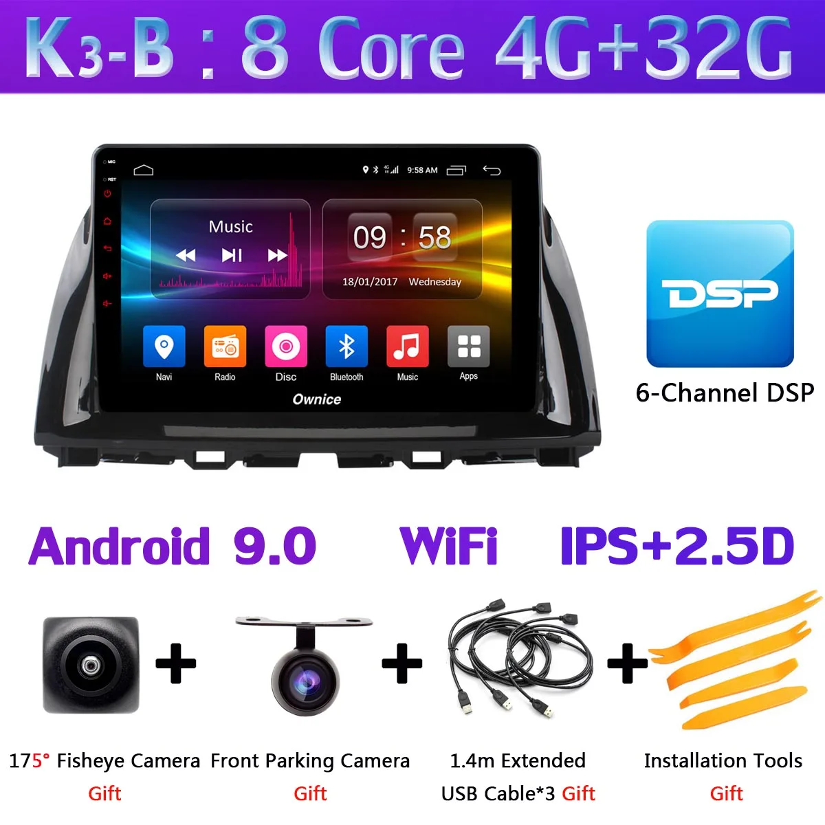 10," 360 ° панорамный автомобильный dvd-плеер на основе Android для Mazda CX-5 CX5 CX 5 2013 Автомобильный gps Радио Стерео ADAS DSP CarPlay - Цвет: K3-B