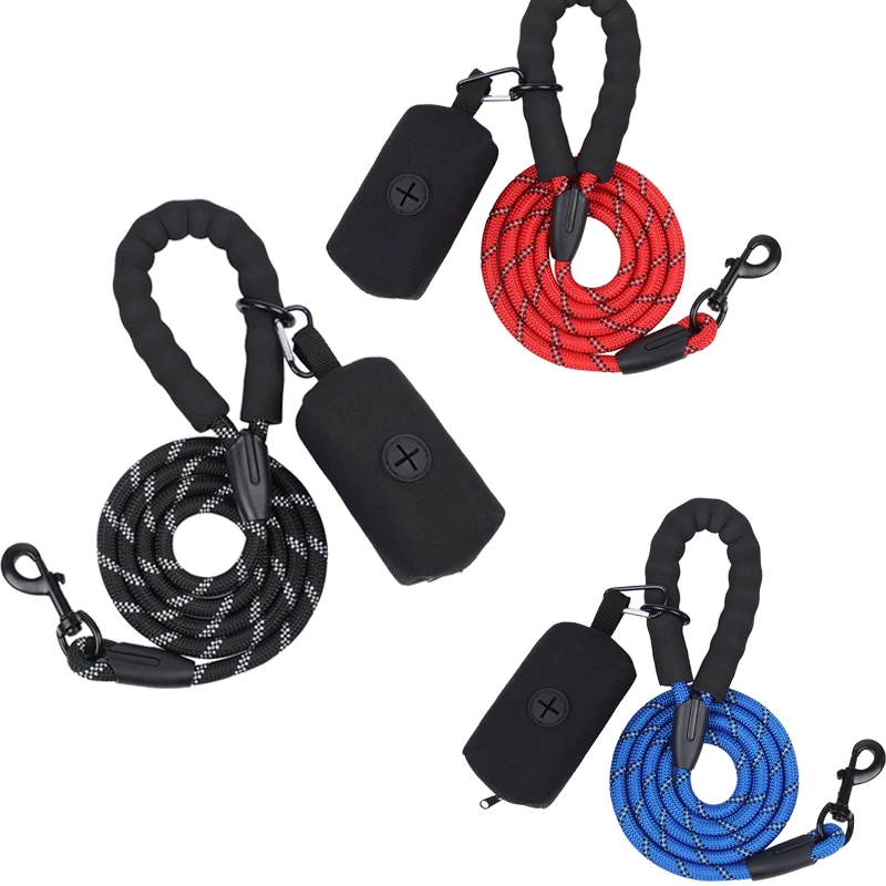 Dog Leash Reflective Leashes for Medium Big Dogs Walking Training Dogs Leads Outdoor Puppy Leash Rope Waste Bag Dispenser Set images - 6