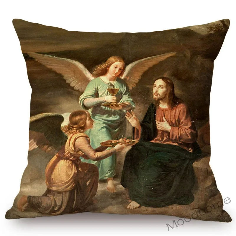 Раскраска на тему Библии картина маслом Иисус Христа Дева Мария ангелы