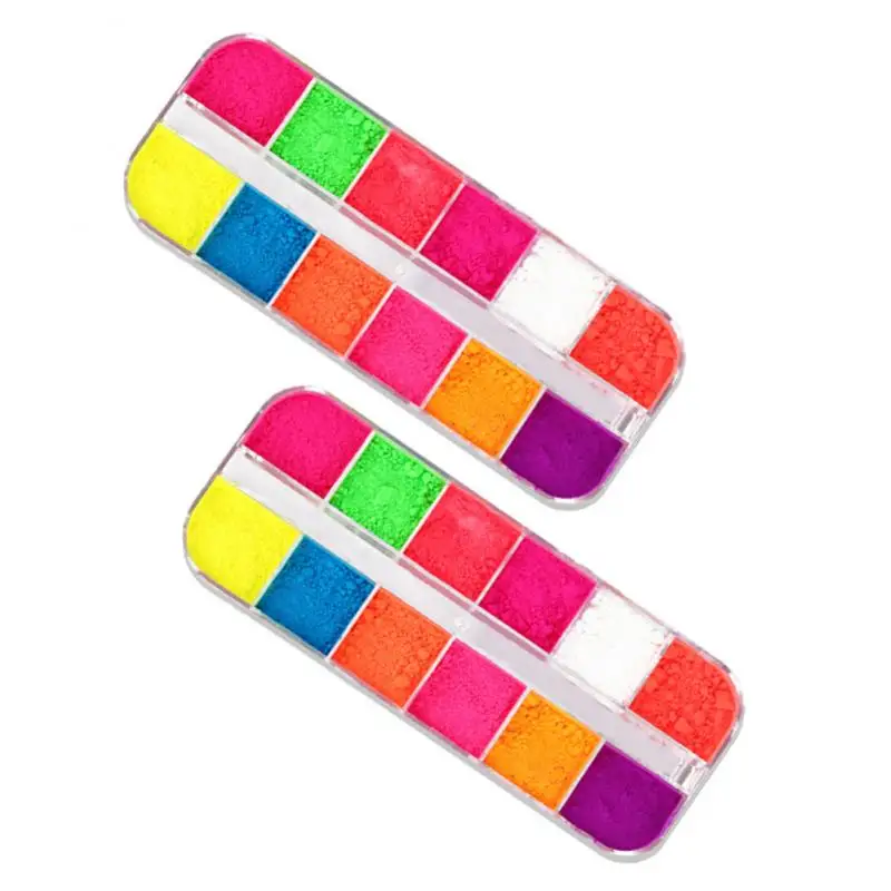 12 Цветов люминесцентные лампы для ногтей Пудра с эффектом блеска DIY дизайн