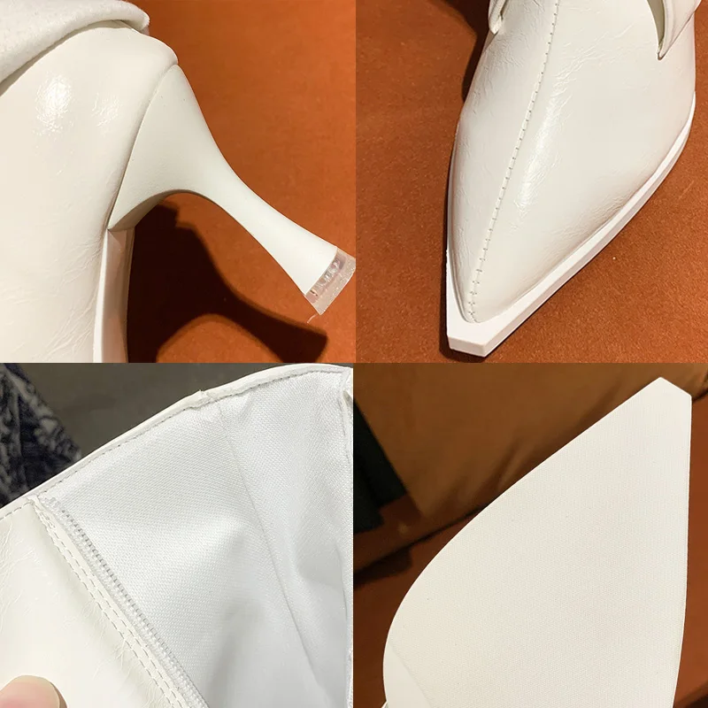 Winter Modern Boots Women 2021 Fashion Pointed Toe Thin Heels Shoes  Autumn Female Zippers Shoes For Ladies Chelsea Boots