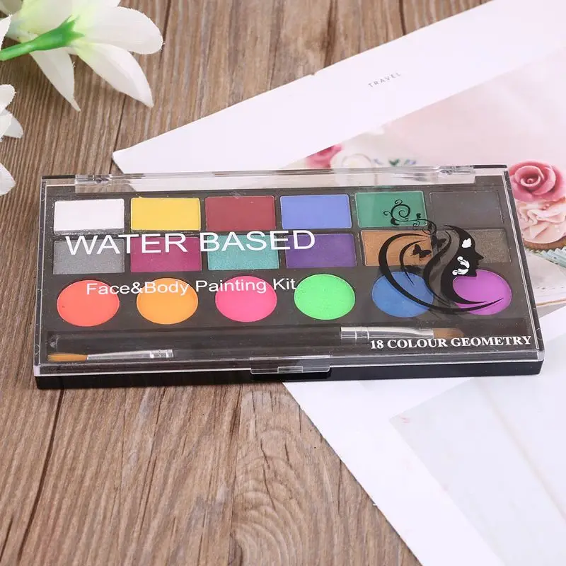 

18 Colors Face Painting Body Makeup Non Toxic Safe Water Paint Halloween Party 1XCE