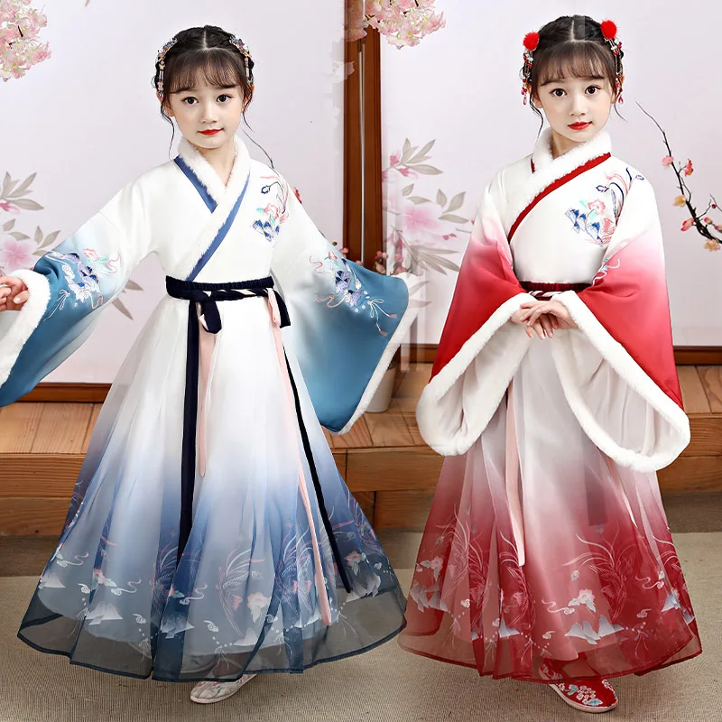 

Flower Girls Dresses Lovely Plush Dresses For Girls Chinese Cheongsam Baby Elegant Clothes Traditiona lUniform New Year Costume