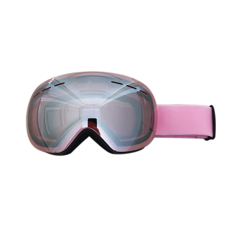 Лыжные двухслойные розовые женские лыжные очки без оправы противотуманные