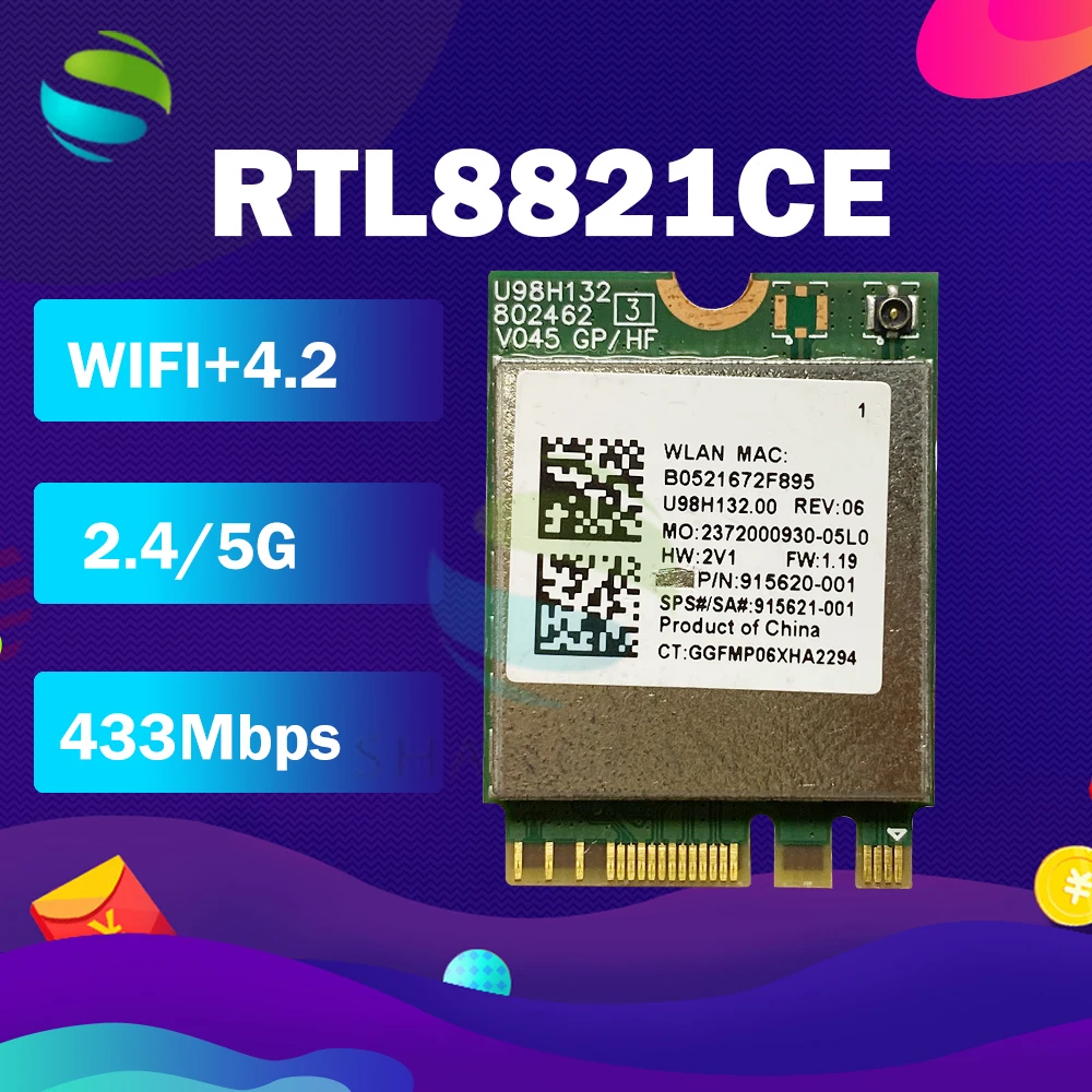 RTL8821CE 802.11AC 1X1 Wi-Fi + BT 4 2 комбинированный адаптер карта SPS 915621-001 беспроводная сетевая