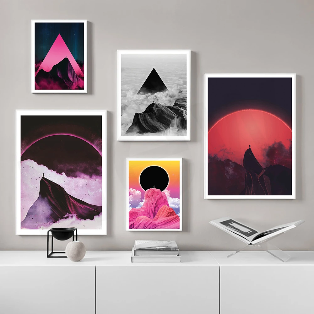 

Nordic Natural Scenery Adam Moutain Halo Wall Art Canvas Painting Nordic Posters and Prints Wall Pictures for Living Home Decor