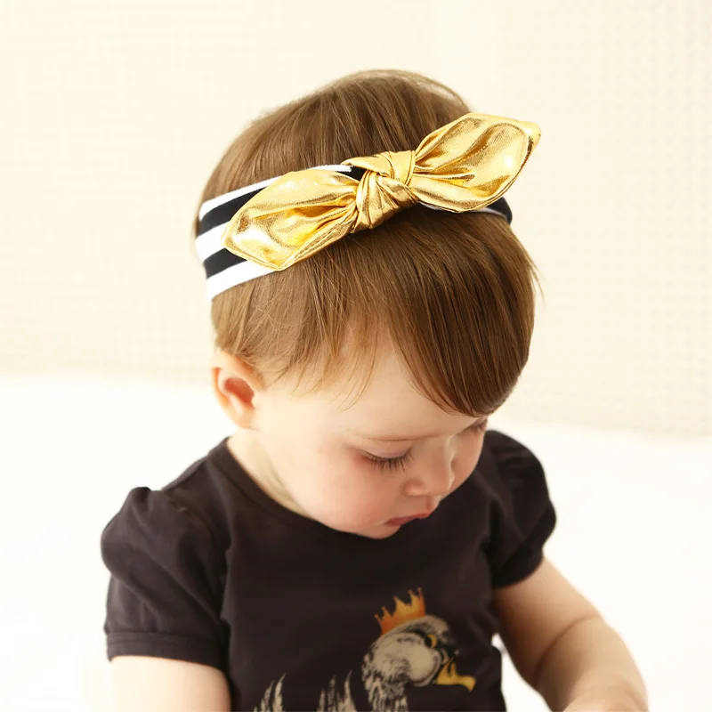 MeryYuer New Fashion Girls Headband Classic Cotton White Black Gold Bowknot Hairbands Headwear Kids Hair Accessories | Детская одежда и