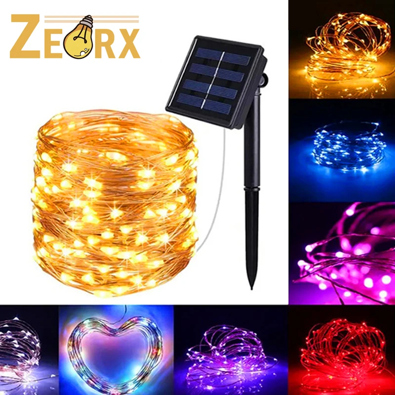 

LED Solar String Lights 33Feet 100/200/300 Solar Powered Fairy Lights with 8 Lighting Modes IP65 Waterproof Copper Wire Lights