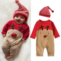 toddler reindeer print xmas romper baby boy girl clothing christmas long sleeve romper jumpsuit hat clothes outfits