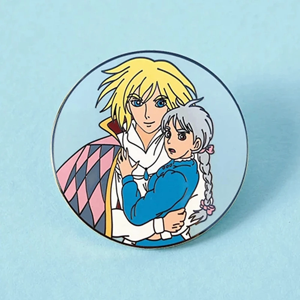 

Howl and Sophie Couple Hard Enamel Pin Howl Moving Castle Cartoon Badge Brooch Ghibli Anime Movie Fans Lapel Jewelry Gift
