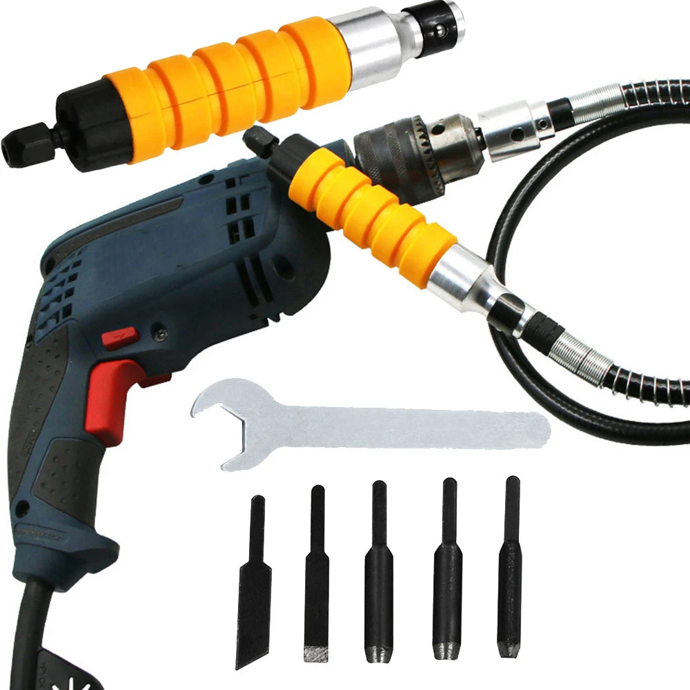 

Wood Chisel Carving Tool Set Hand Tools Furniture Wood Carving Tool Electric Chisel+5 Carving Tips Wrench Flexible Flex Shaft