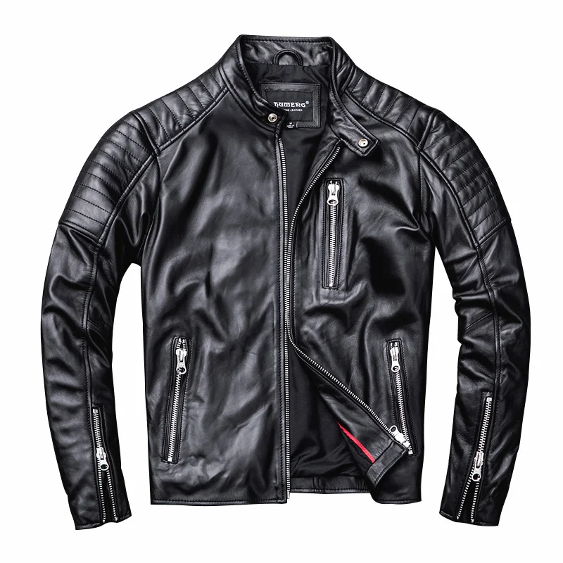 

Jackets Motorcycle Mens New Zealand Man Black Motor Biker Jacket Soft Genuine Leather Slim Coat Sheepskin Clothes