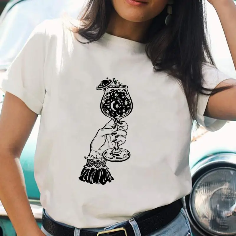 

Women Cartoon space funny wine Cute T Top Shirt aesthetic Ladies Print Female Graphic Fashion Tee Short Sleeve T-Shirts