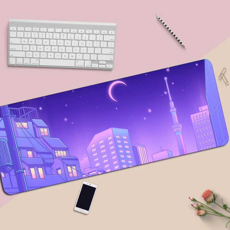 

Gaming Mousepad Rubber Kawaii Desktop XL Carpet Large Pink Anime Mouse Pad 80x30cm Rubber Fashion Computer Keyboard Desk Mat