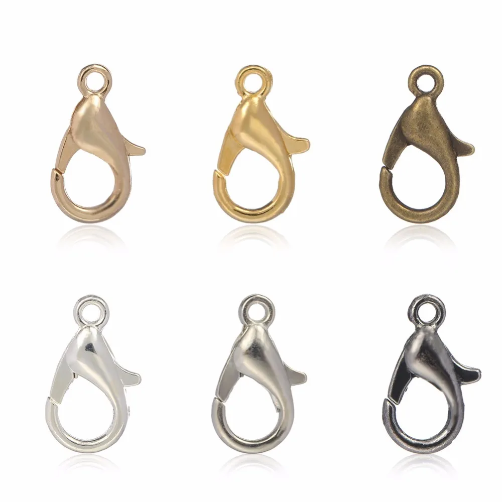 

10x5mm/12x6mm/14x7mm Alloy Lobster Clasp Hooks for Jewelry Finding Making DIY Bracelet Necklace Chains Supplies Accessory 50pcs