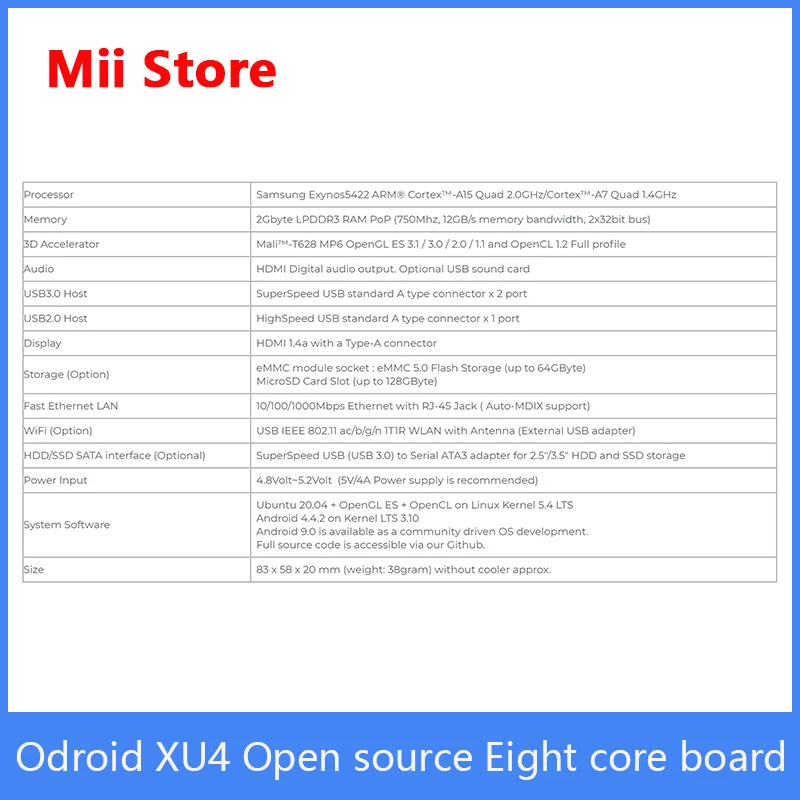Odroid XU4 макетная плата с открытым исходным кодом восемь ядерных гигабитных портов
